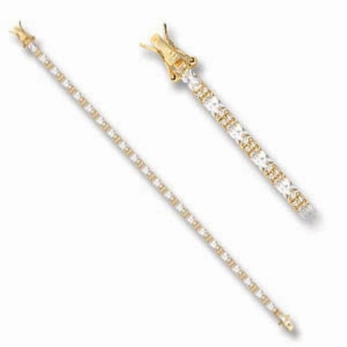 Best Mixes 47402 - Gold Brass Bracelet with AAA Grade CZ  in Clear