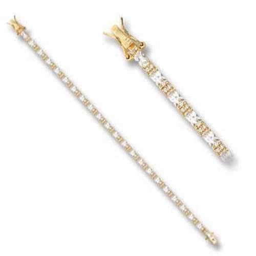 47402 - Gold Brass Bracelet with AAA Grade CZ  in Clear Easy Mixes Primary Accent
