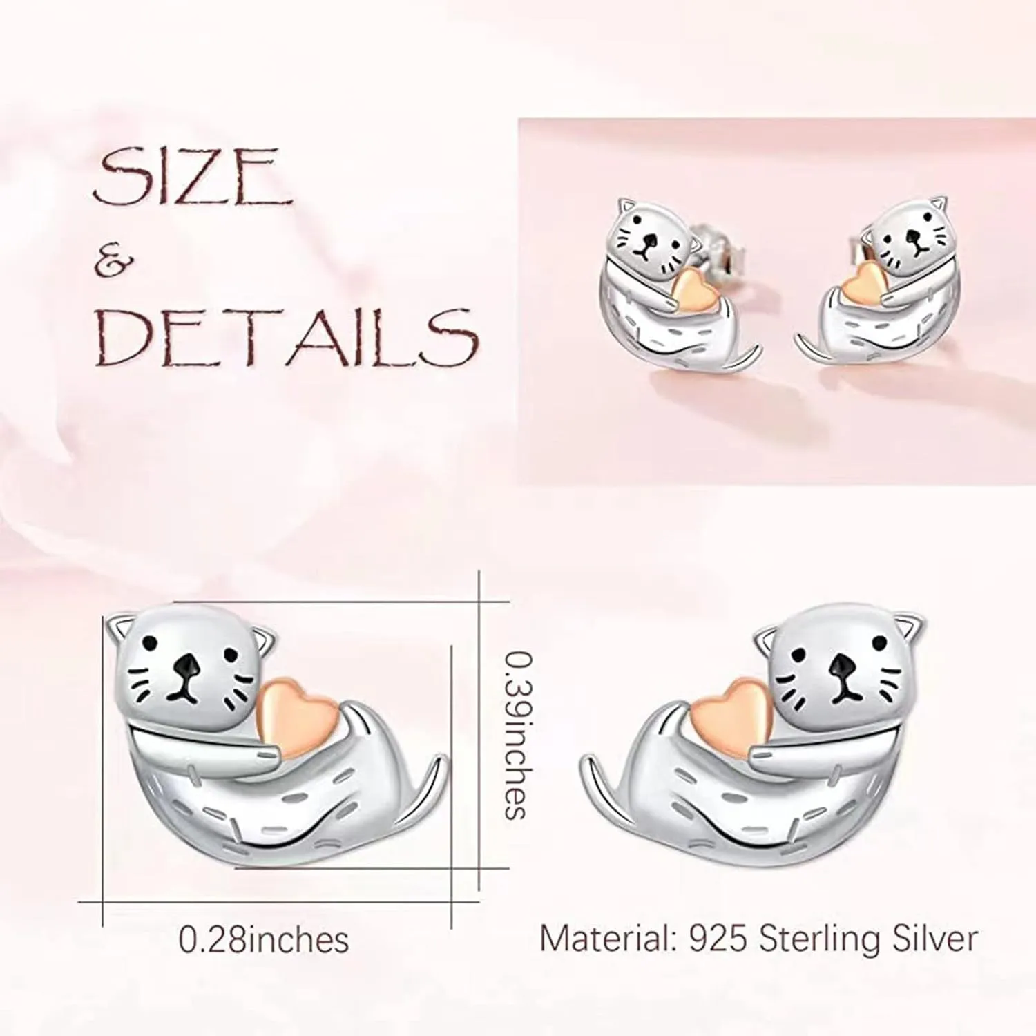 Cute Otters Stud Earrings Dainty Personalized Statement Earrings Anniversary Birthday Jewelry Gift for Women