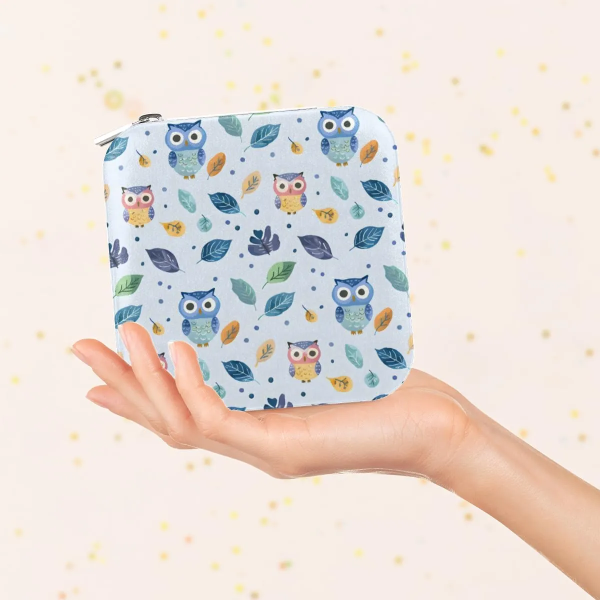 Cute Owl Travel Jewelry Box Small Jewelry Holder Organizer with Mirror Earring Organizer Jewelry Case Mini Necklace Cases