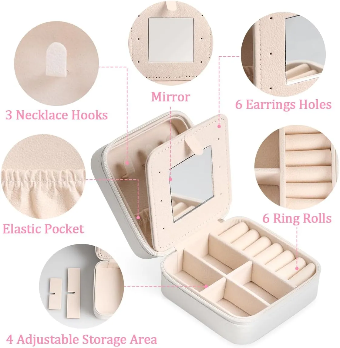 Cute Owl Travel Jewelry Box Small Jewelry Holder Organizer with Mirror Earring Organizer Jewelry Case Mini Necklace Cases