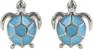 Cute Turtle Stud Earrings for Women Personalized Tiny Statement Earrings Anniversary Birthday Jewelry Gift (Sky Blue, One Size)