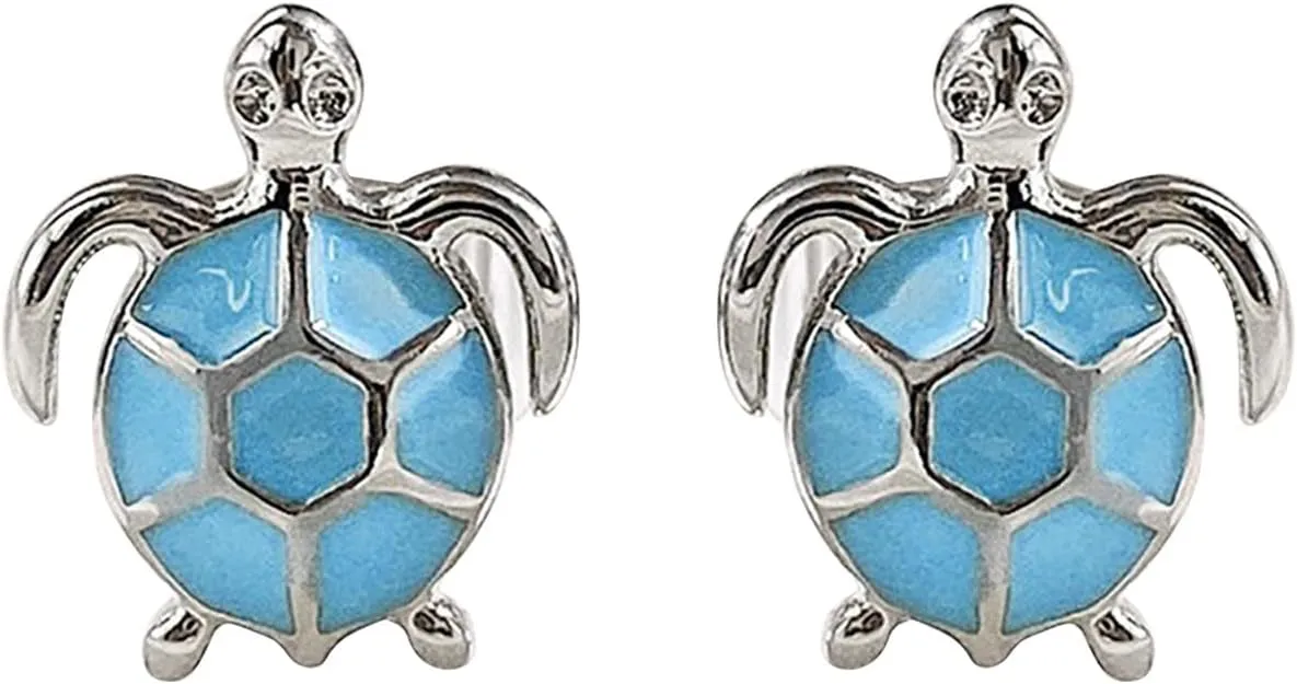 Cute Turtle Stud Earrings for Women Personalized Tiny Statement Earrings Anniversary Birthday Jewelry Gift (Sky Blue, One Size)