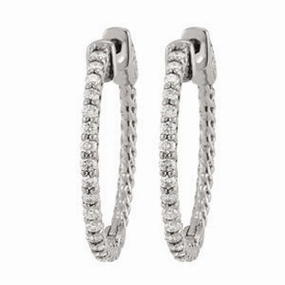 Round Diamond Inside Out Hoop Earrings Metallic Trinket Polished Look