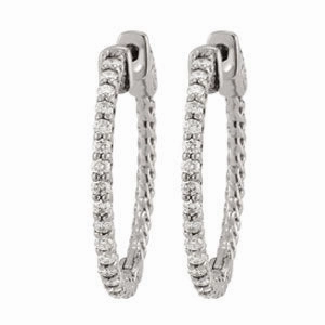 Round Diamond Inside Out Hoop Earrings Secure Piece Sturdy Item