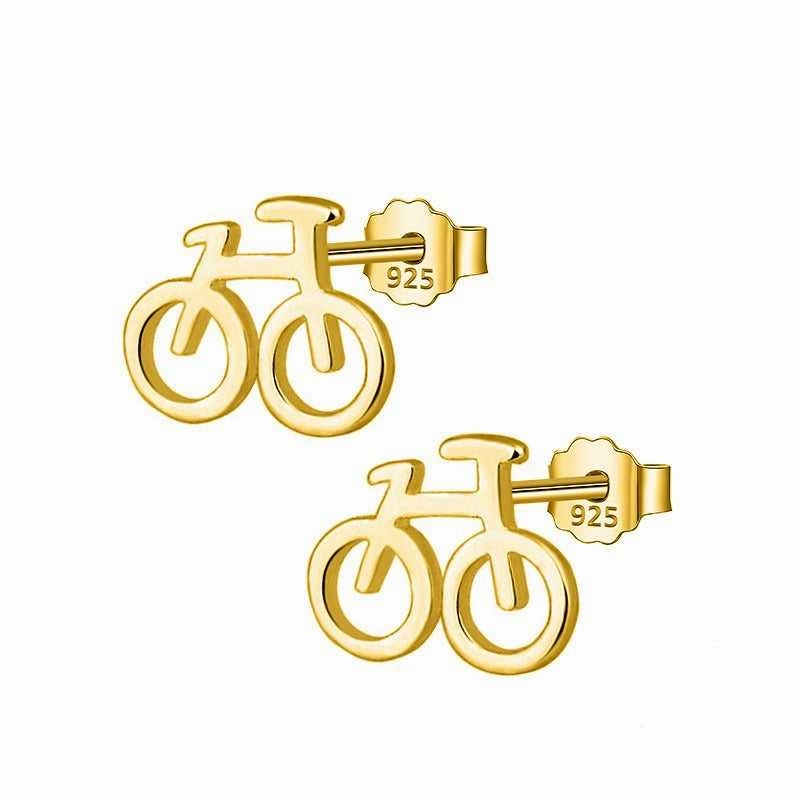 Cycolinks 925 Sterling Silver Bicycle Stud Earrings Fashionable Element Durable item
