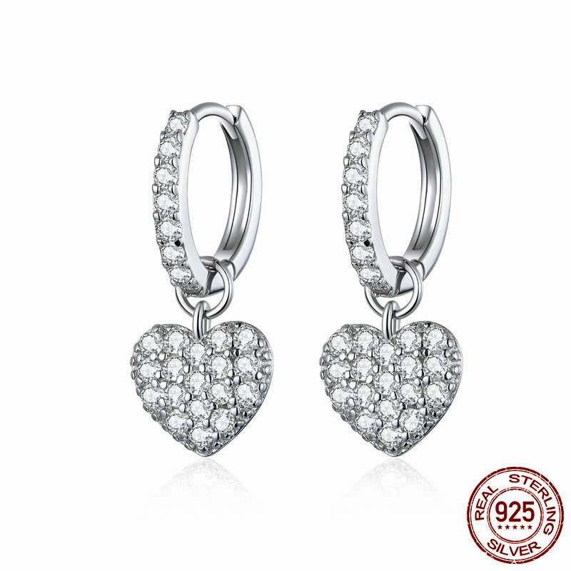 Cycolinks 925 Sterling Silver Heart Earrings Adaptable Design International Norm Galactic Composites