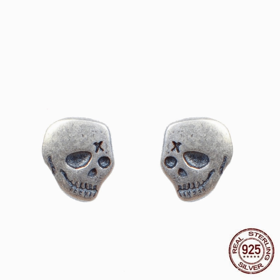 Cycolinks 925 Sterling Silver Punk Skull Earrings Pan-Regional Composites Faithful Accent Heartwarming Connection