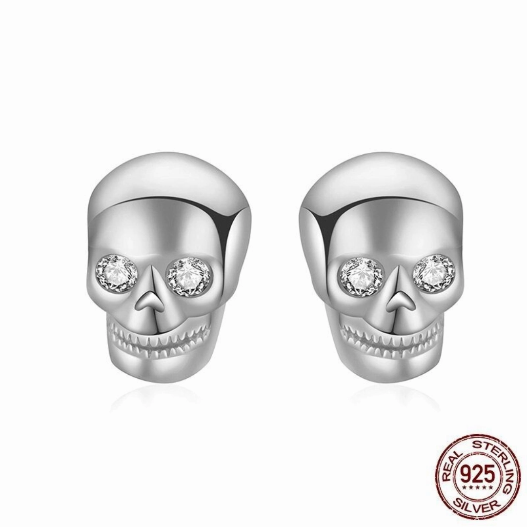 Cycolinks 925 Sterling Silver Skull Earrings Small Adornment Bohemian Embellishment