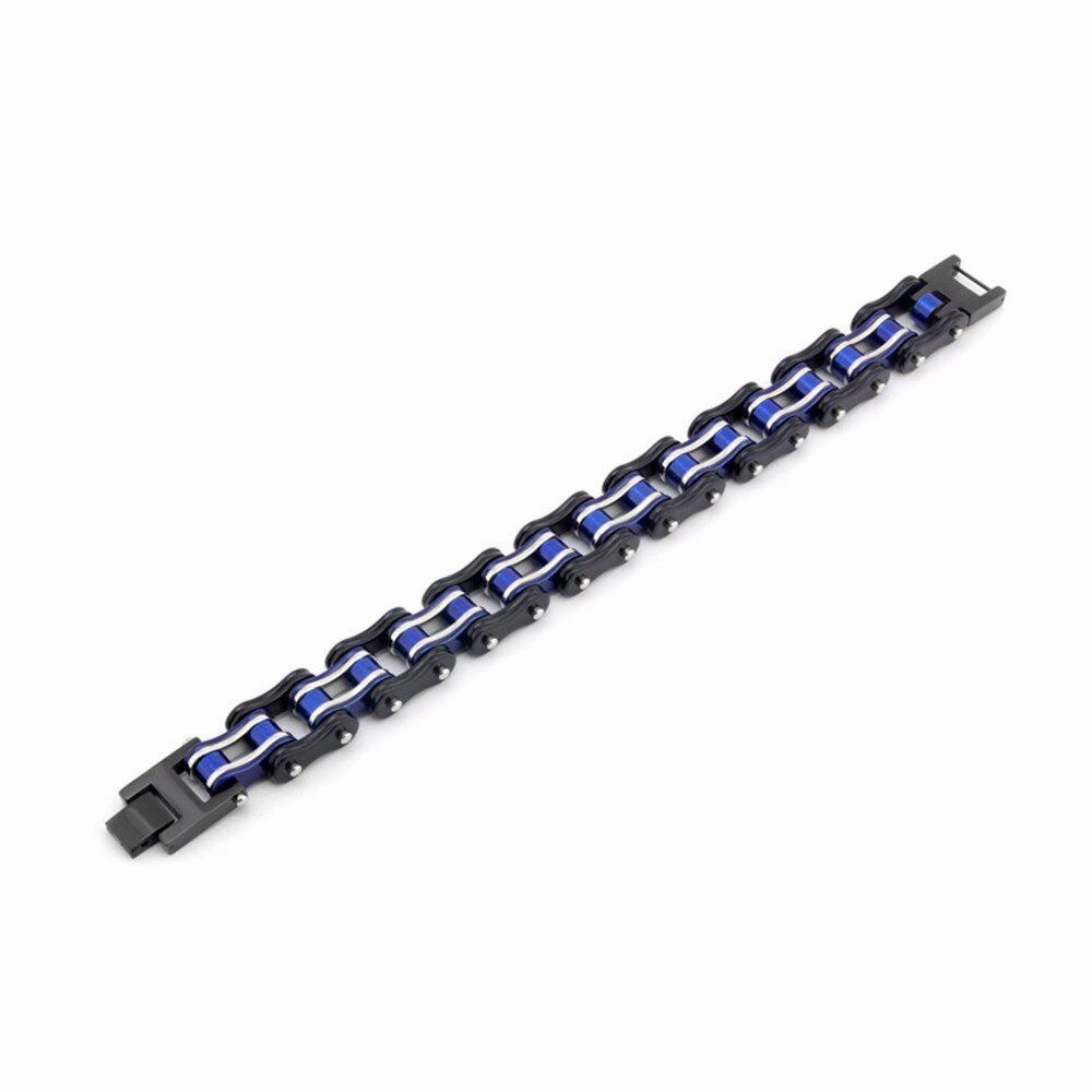 Cycolinks Black, Silver & Blue Bike Chain Bracelet Clear Amalgamations