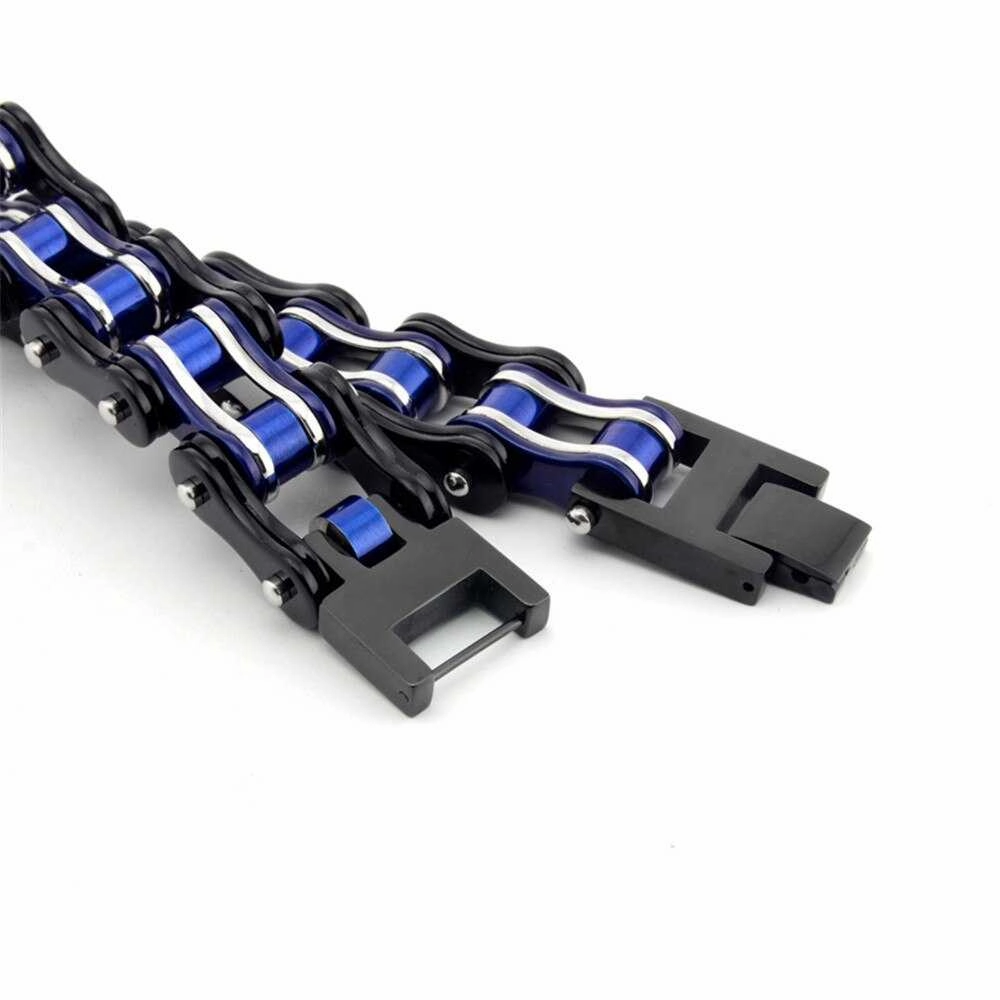Complete Inventory Cycolinks Black, Silver & Blue Bike Chain Bracelet