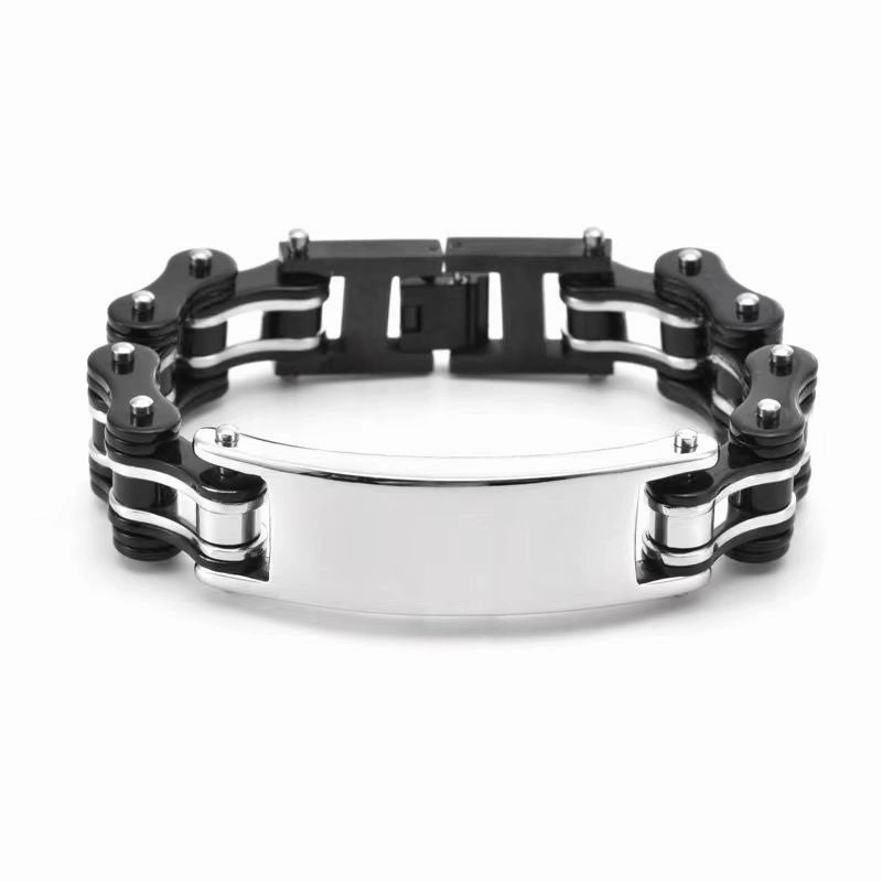 Cycolinks Custom 16mm Black Men's Personalised ID Bike Chain Bracelet Design Narrative Precious Find