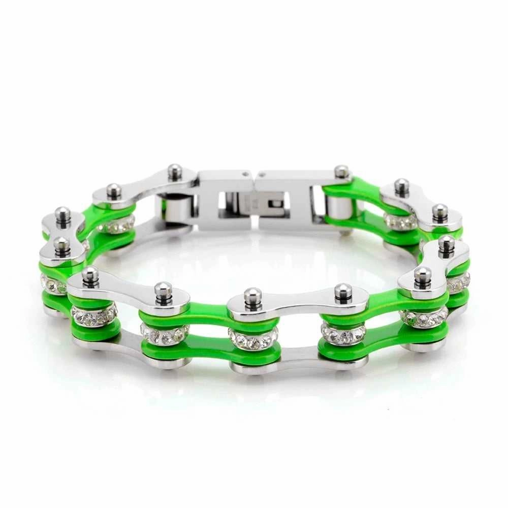 Favorable Interaction A Plus Cycolinks Green & Silver Crystal Bracelet