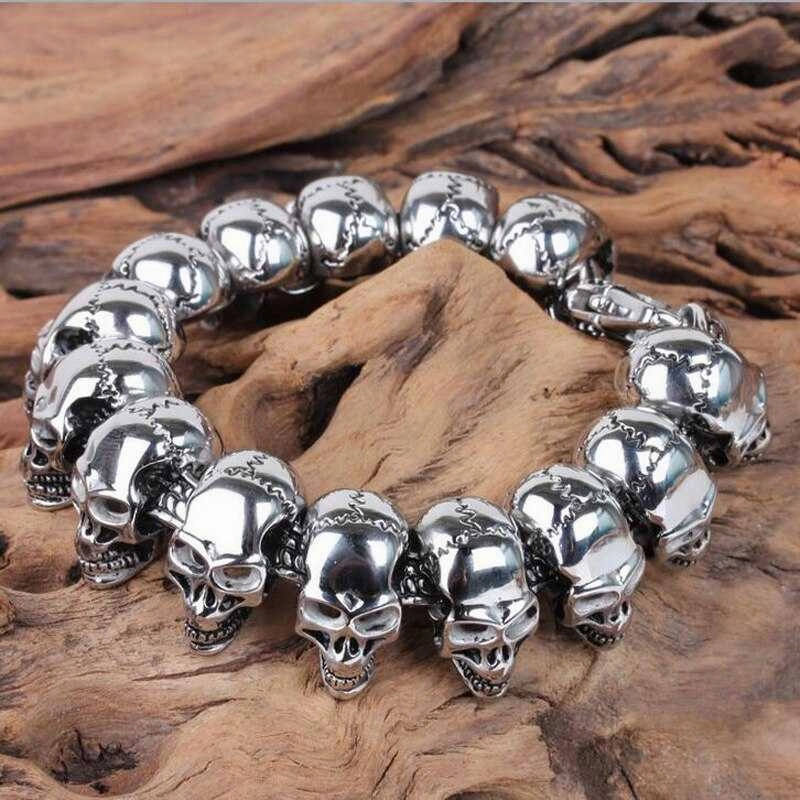Crystal Decor Artisan Creations Cycolinks Multi Skull Bracelet