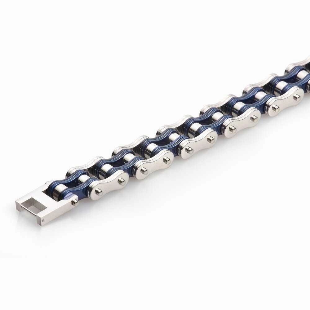 Sought After Cycolinks Silver & Blue Bike Chain Bracelet