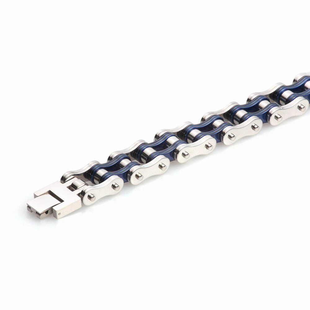 Token Of Love Cycolinks Silver & Blue Bike Chain Bracelet