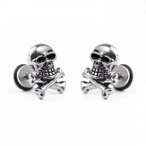 Oversized Item Secure Decor Cycolinks Skull & Crossbones Stud Earrings