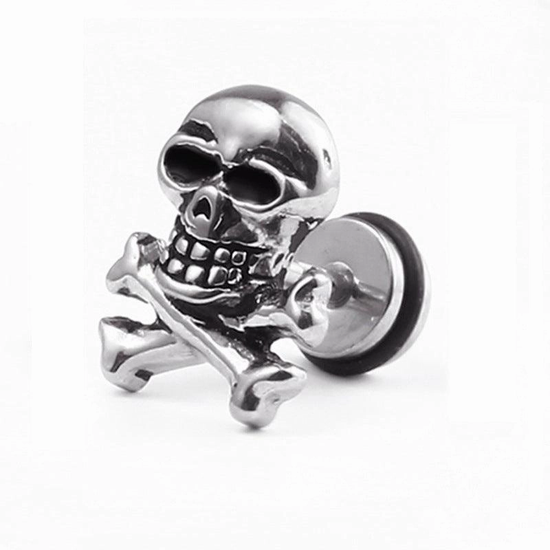 Curved Jewelry Cycolinks Skull & Crossbones Stud Earrings