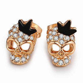Favorable Condition Cycolinks Skull Crown 18k Gold-plated Zircon Earrings Creative Process