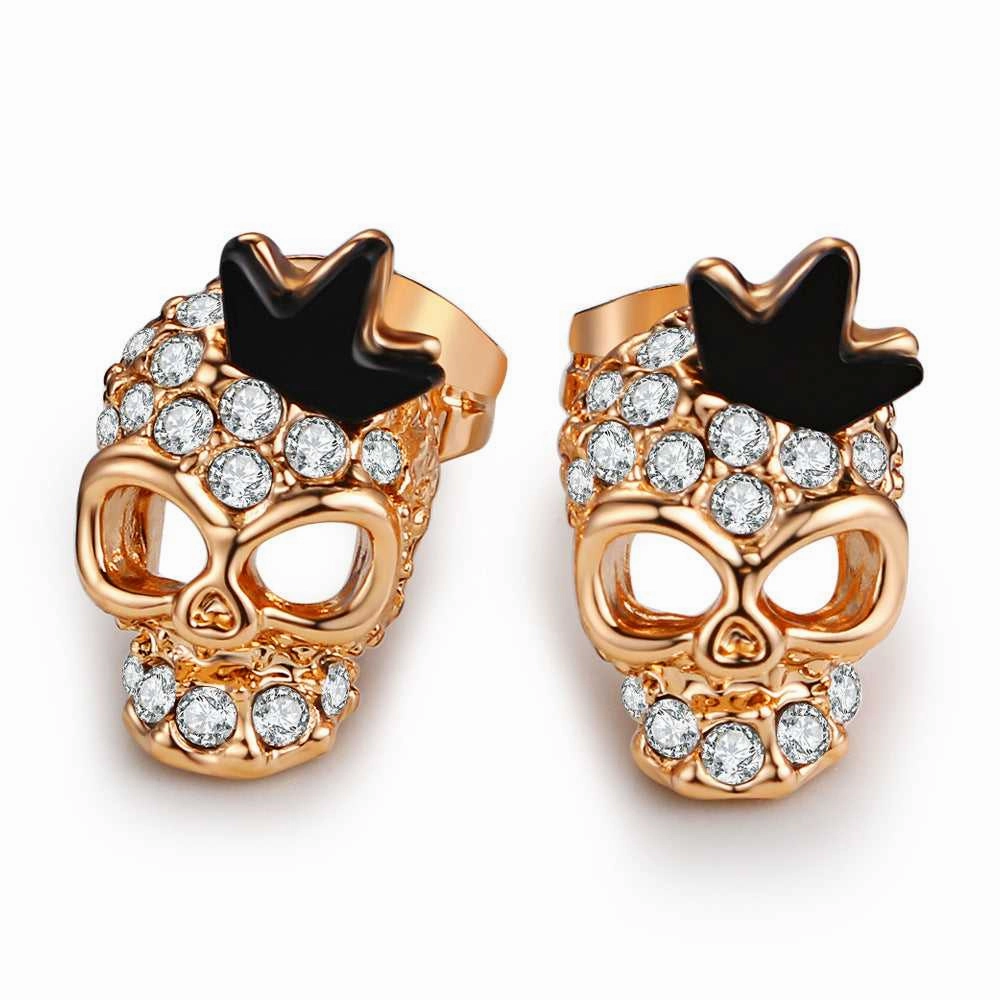 Pioneering Design Cycolinks Skull Crown 18k Gold-plated Zircon Earrings Just Cost Deep Composites