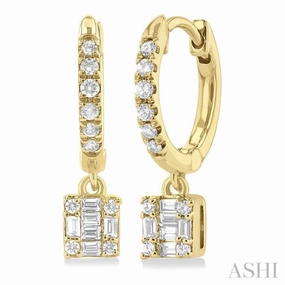 Charming Jewelry Design 1/3 Ctw Petite Square Shape Fusion Diamond Fashion Huggies in 10K Yellow Gold