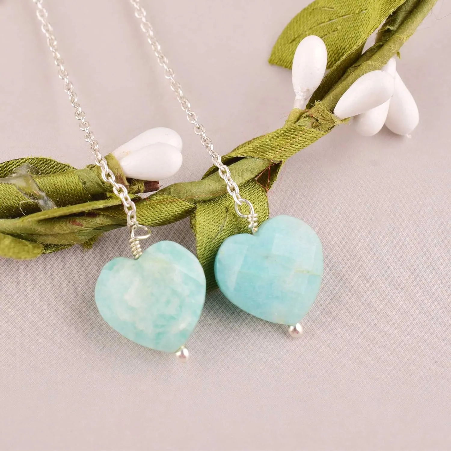 Dainty Amazonite Heart Crystals Earrings, Protection Gemstone Earring, Energy Healing Spiritual Crystals, Birthday, Gift for Women, Teen Girl, Anniversary Gemstone Jewelry (amazonite)