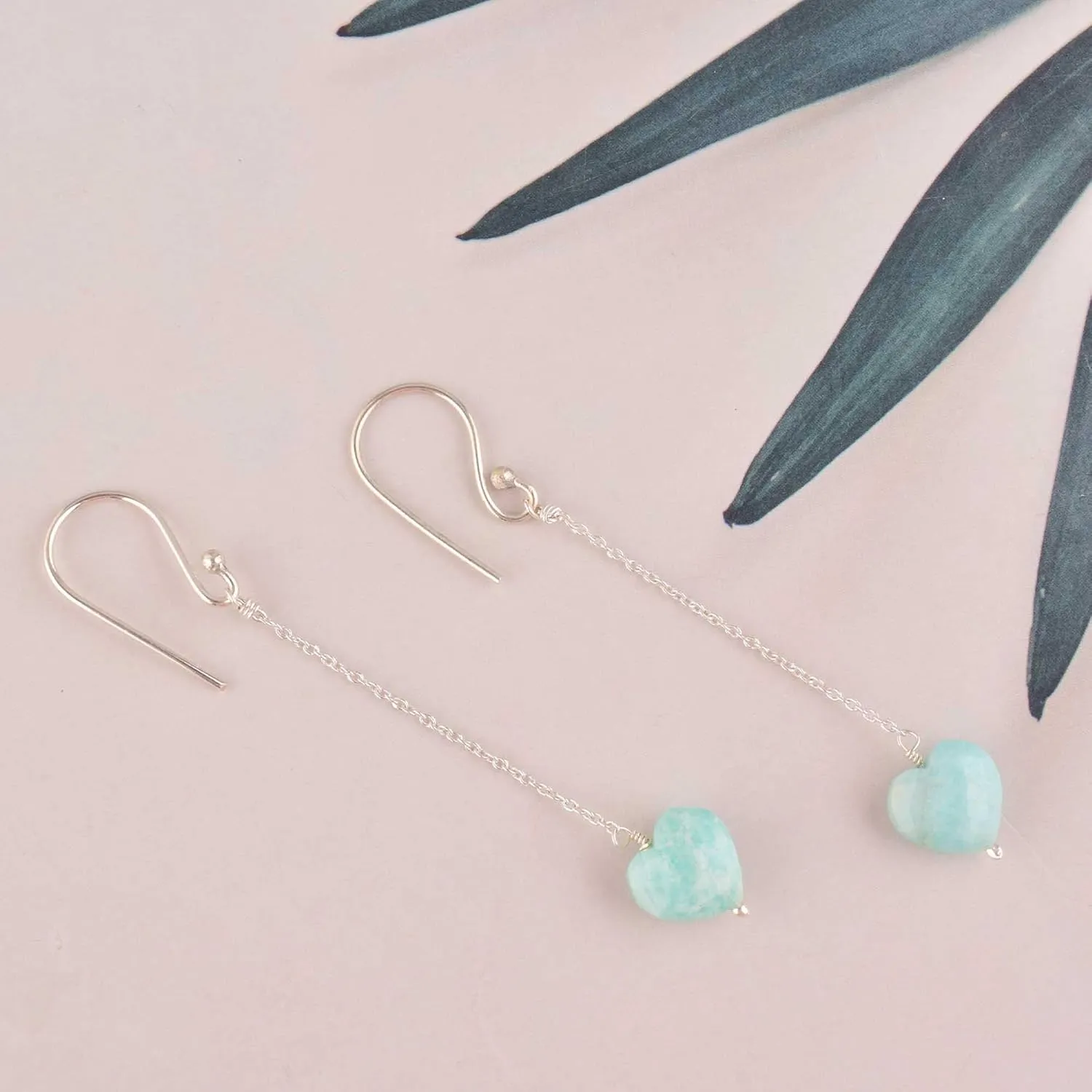 Dainty Amazonite Heart Crystals Earrings, Protection Gemstone Earring, Energy Healing Spiritual Crystals, Birthday, Gift for Women, Teen Girl, Anniversary Gemstone Jewelry (amazonite)