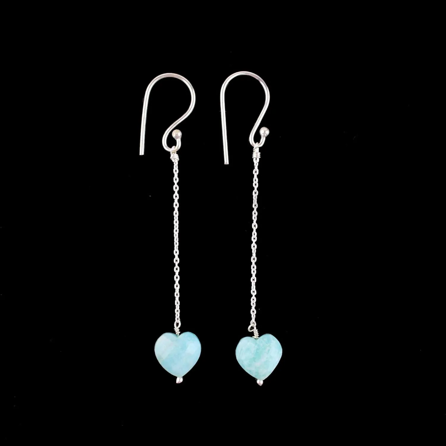Dainty Amazonite Heart Crystals Earrings, Protection Gemstone Earring, Energy Healing Spiritual Crystals, Birthday, Gift for Women, Teen Girl, Anniversary Gemstone Jewelry (amazonite)