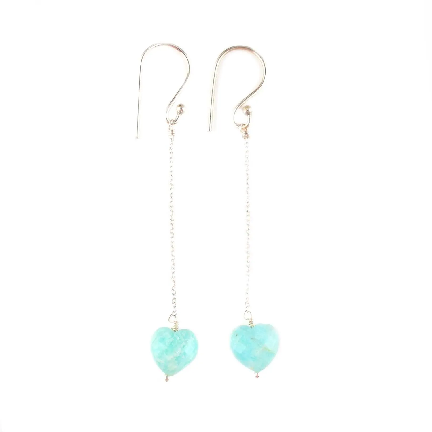 Dainty Amazonite Heart Crystals Earrings, Protection Gemstone Earring, Energy Healing Spiritual Crystals, Birthday, Gift for Women, Teen Girl, Anniversary Gemstone Jewelry (amazonite)