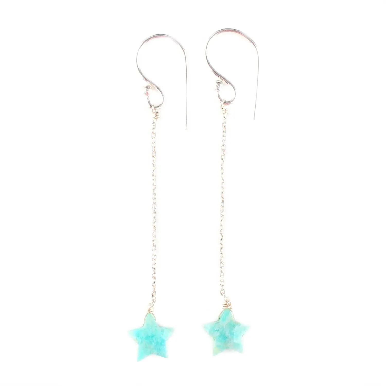 Dainty Amazonite Star Crystals Earrings, Protection Gemstone Earring, Energy Healing Spiritual Crystals, Birthday, Gift for Women, Teen Girl, Anniversary Gemstone Jewelry (amazonite)