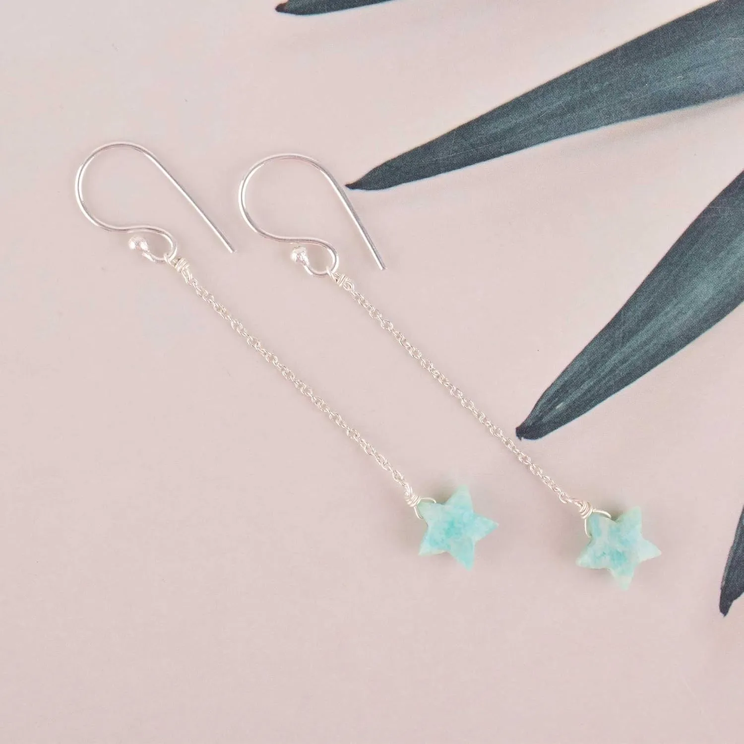 Dainty Amazonite Star Crystals Earrings, Protection Gemstone Earring, Energy Healing Spiritual Crystals, Birthday, Gift for Women, Teen Girl, Anniversary Gemstone Jewelry (amazonite)