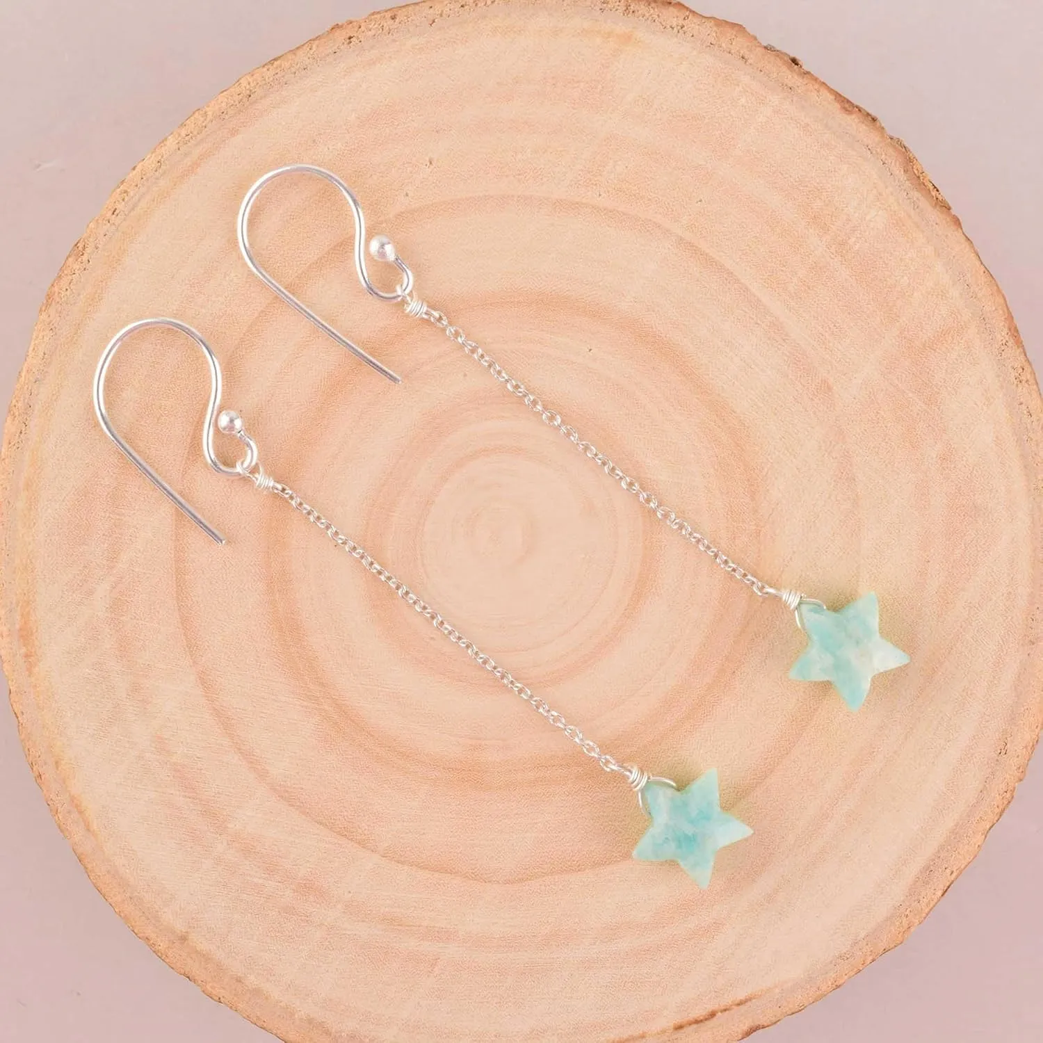 Dainty Amazonite Star Crystals Earrings, Protection Gemstone Earring, Energy Healing Spiritual Crystals, Birthday, Gift for Women, Teen Girl, Anniversary Gemstone Jewelry (amazonite)