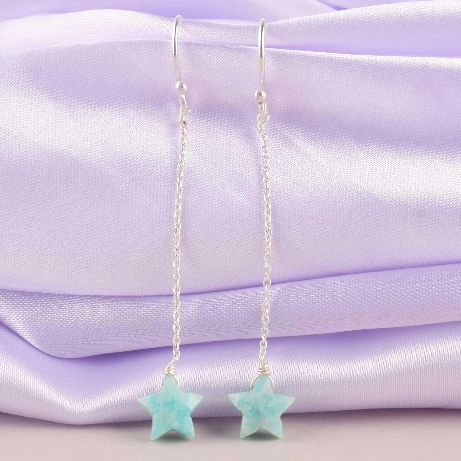 Dainty Amazonite Star Crystals Earrings, Protection Gemstone Earring, Energy Healing Spiritual Crystals, Birthday, Gift for Women, Teen Girl, Anniversary Gemstone Jewelry (amazonite)