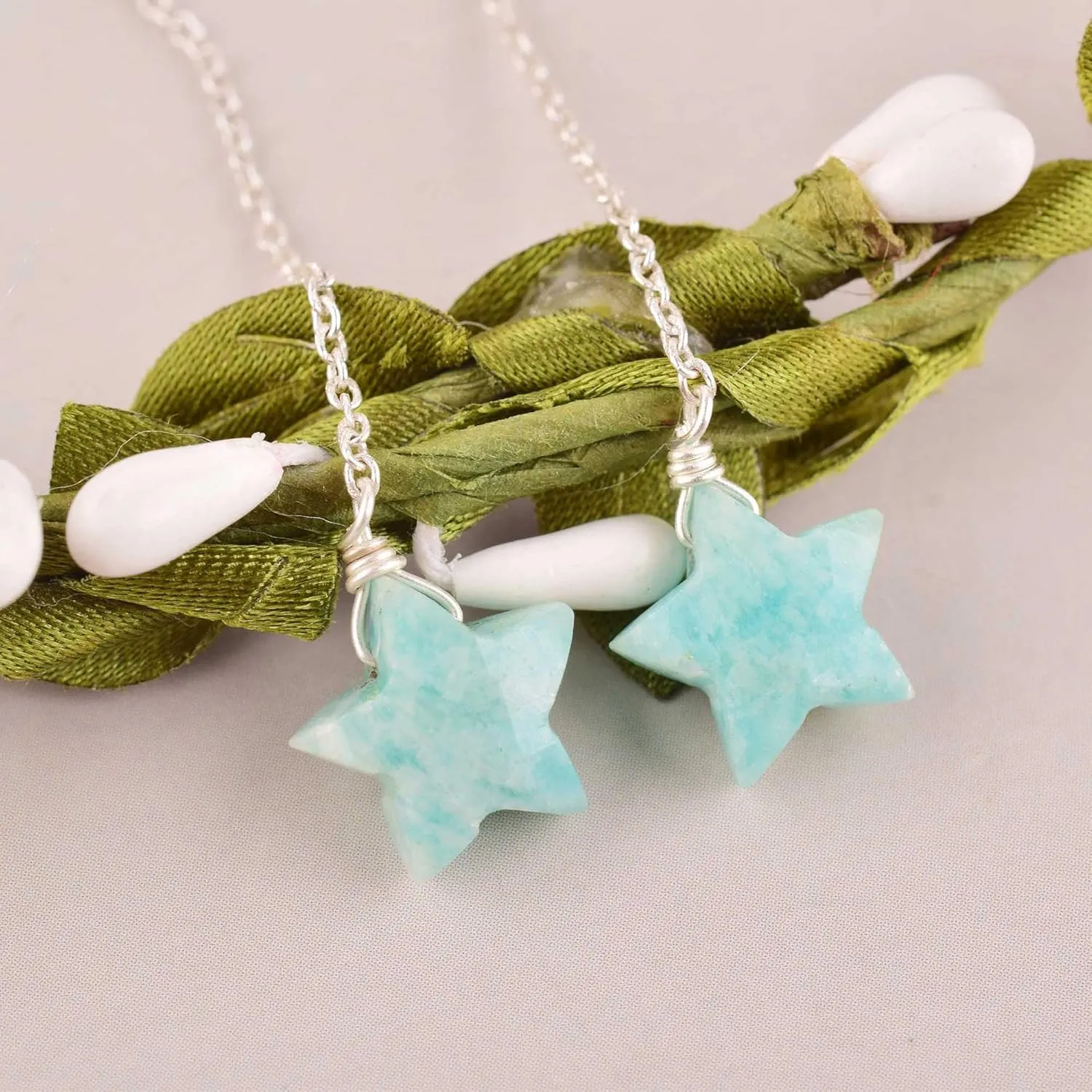 Dainty Amazonite Star Crystals Earrings, Protection Gemstone Earring, Energy Healing Spiritual Crystals, Birthday, Gift for Women, Teen Girl, Anniversary Gemstone Jewelry (amazonite)