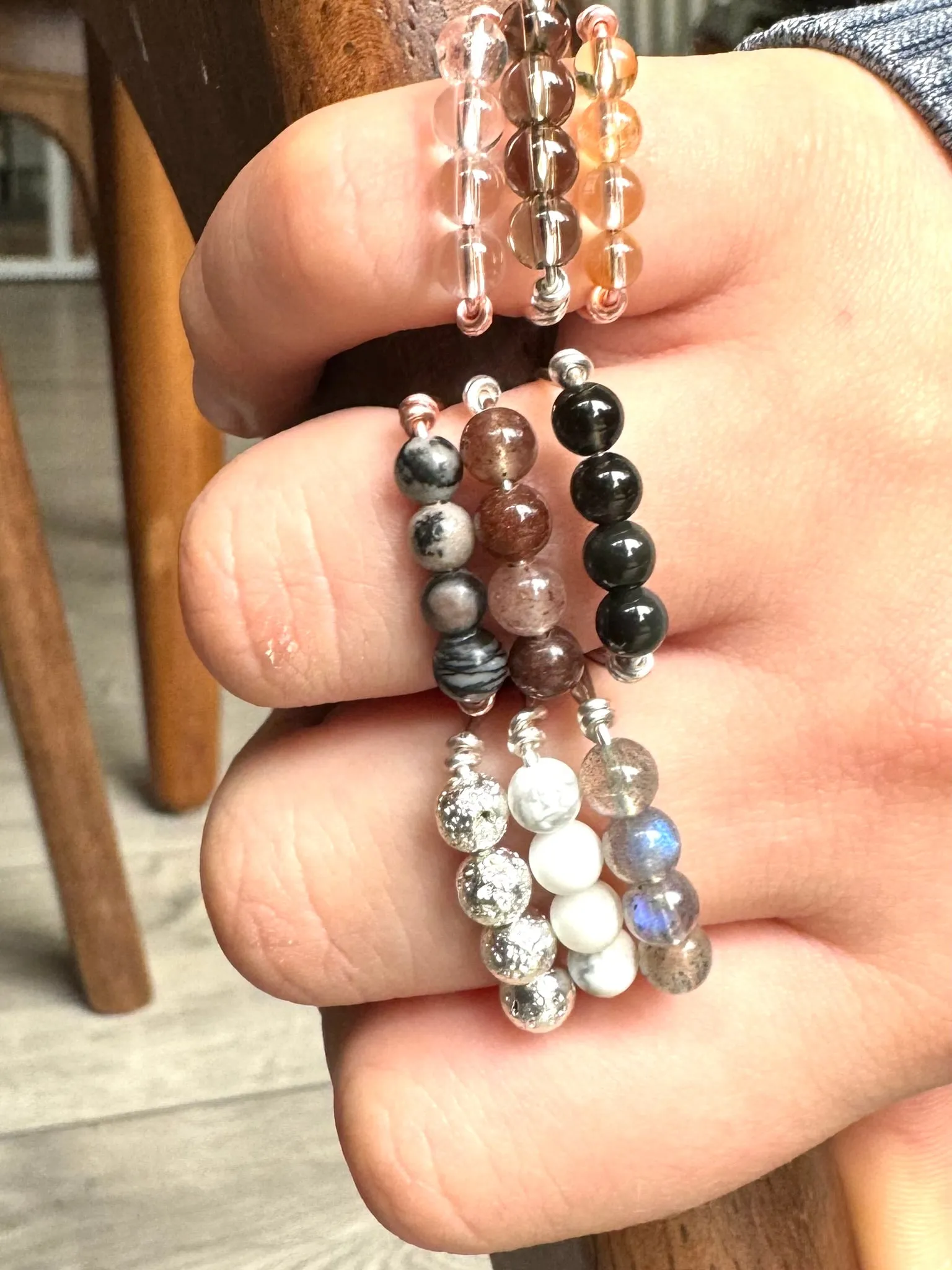 Dainty Crystal Beaded Ring - Wire Wrapped