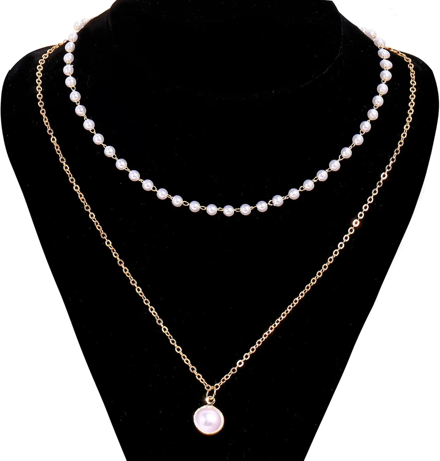 Dainty Gold Pearl Choker Necklace Tiny Imitation Pearl Pendant Necklaces Layered Pearl Necklaces Pearl Jewelry Gift for Women