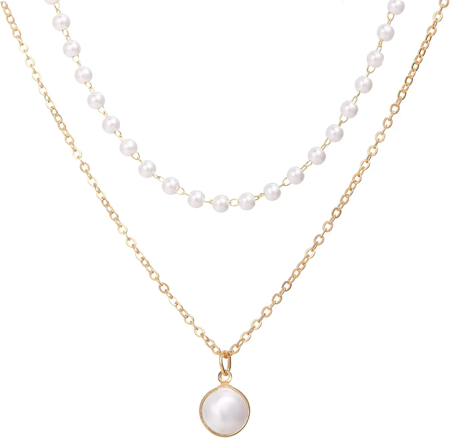Dainty Gold Pearl Choker Necklace Tiny Imitation Pearl Pendant Necklaces Layered Pearl Necklaces Pearl Jewelry Gift for Women