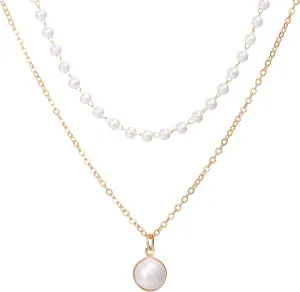 Dainty Gold Pearl Choker Necklace Tiny Imitation Pearl Pendant Necklaces Layered Pearl Necklaces Pearl Jewelry Gift for Women