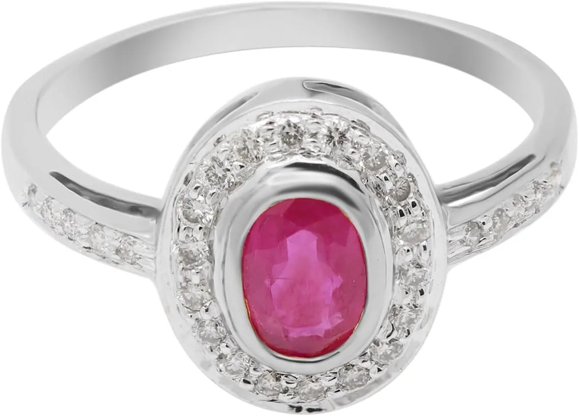 Dainty Ruby Diamond 18k Gold Ring For Women July Birthstone Vintage Rings Delicate Wedding Halo Ring Ruby Halo Rings Gift Jewelry For Her Christmas Jewelry
