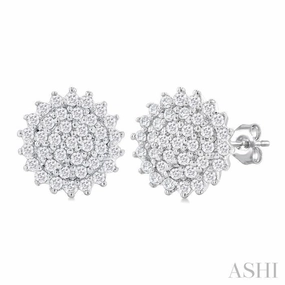 Sparkling Detail 1/5 Ctw Petite Round Shape Round Cut Diamond Cluster Fashion Stud Earring in 10K White Gold