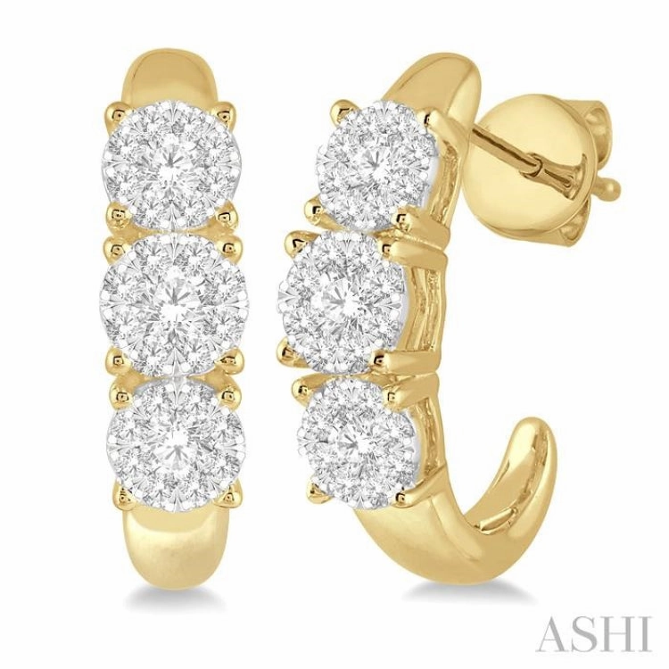 1/2 ctw Lovebright Round Cut Diamond Earrings in 14K Yellow and White Gold Finest Accent Classic Shape