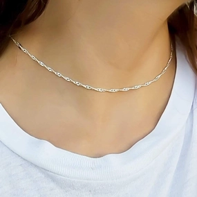 Dainty Sterling Silver Chain Choker Necklace, Minimalist Jewelry for women Chic Choice Vintage Highlight
