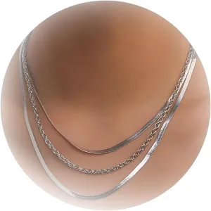 Dcfywl731 Layered Gold Necklaces for Women Stacked Herringbone Paperclip Layered Chains Necklace Gold Snake Choker Necklaces Jewelry for Women