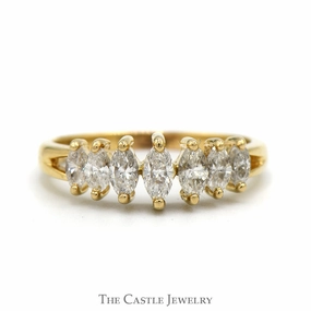 1cttw 7 Marquise Diamond Band in 14k Yellow Gold Modern Token