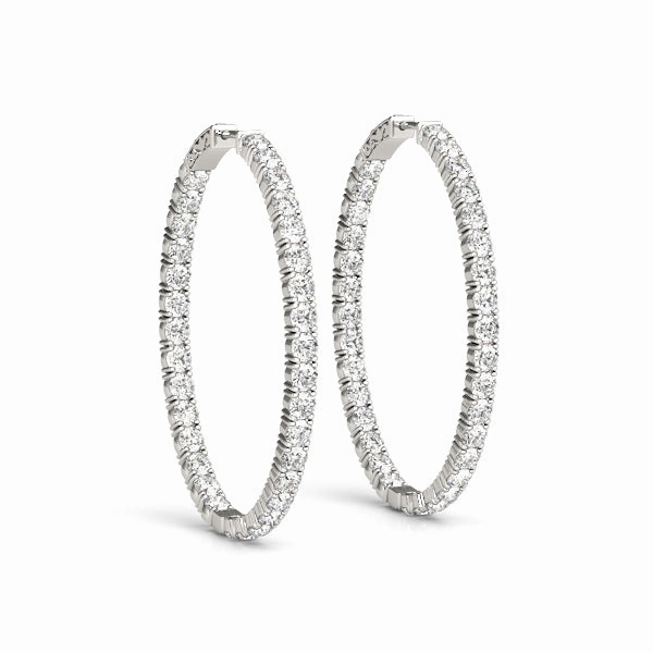 Triangular Trinket 22 Diamond Round Inside Out Hoop Earrings