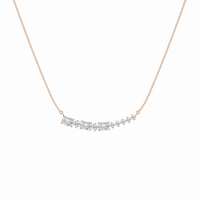 Representative Piece 1 ? ctw Emerald and Round Lab Grown Diamond Graduated Curved Bar Necklace - 18 Inches