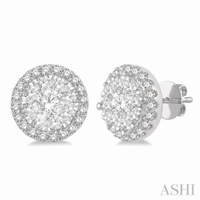 1 Ctw Lovebright Round Cut Diamond Stud Earrings in 14K White Gold Charming Shine
