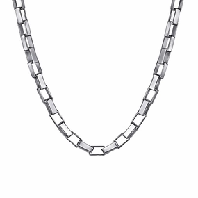 Exclusive Finish Glittering Craft 925 Sterling Silver Solid Mens Box Chain Necklace