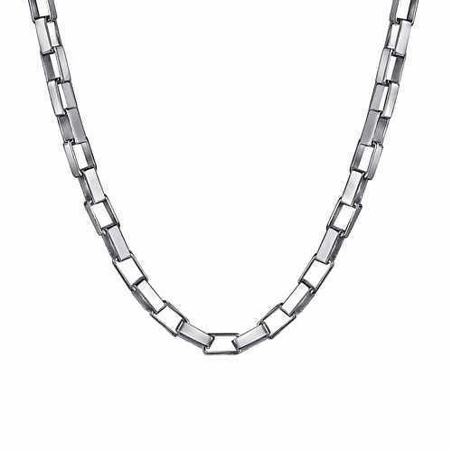 Exclusive Finish Glittering Craft 925 Sterling Silver Solid Mens Box Chain Necklace