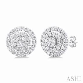 1/5 Ctw Double Halo Round Shape Petite Round Cut Diamond Fashion Stud Earring in 10K White Gold Vivid Detail Premium Quality